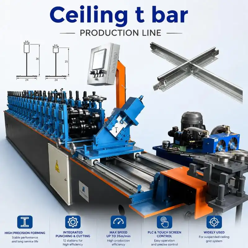 Supplying T grid ceilings with a ceiling t bar roll forming machine